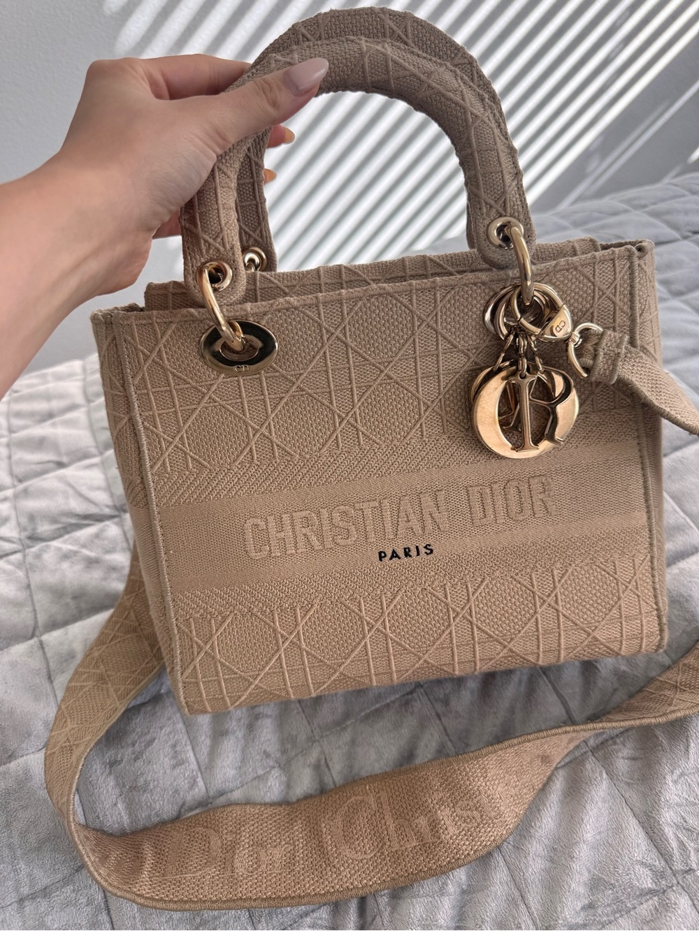 Dior Beige Embroidered Mini Book Tote Satchel